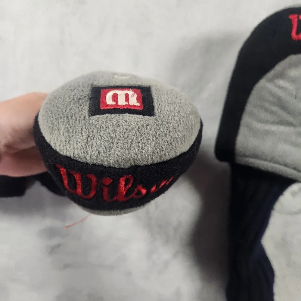 Wilson Grey Black 3 & 5 Wood Fur Fuzzy Sock Golf Head Covers VTG‎